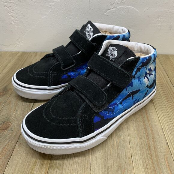 VANS® Kids US Size 2.5 Sk8-Mid Reissue V Shark Swim Sneakers Skater Black Blue - Picture 2 of 9